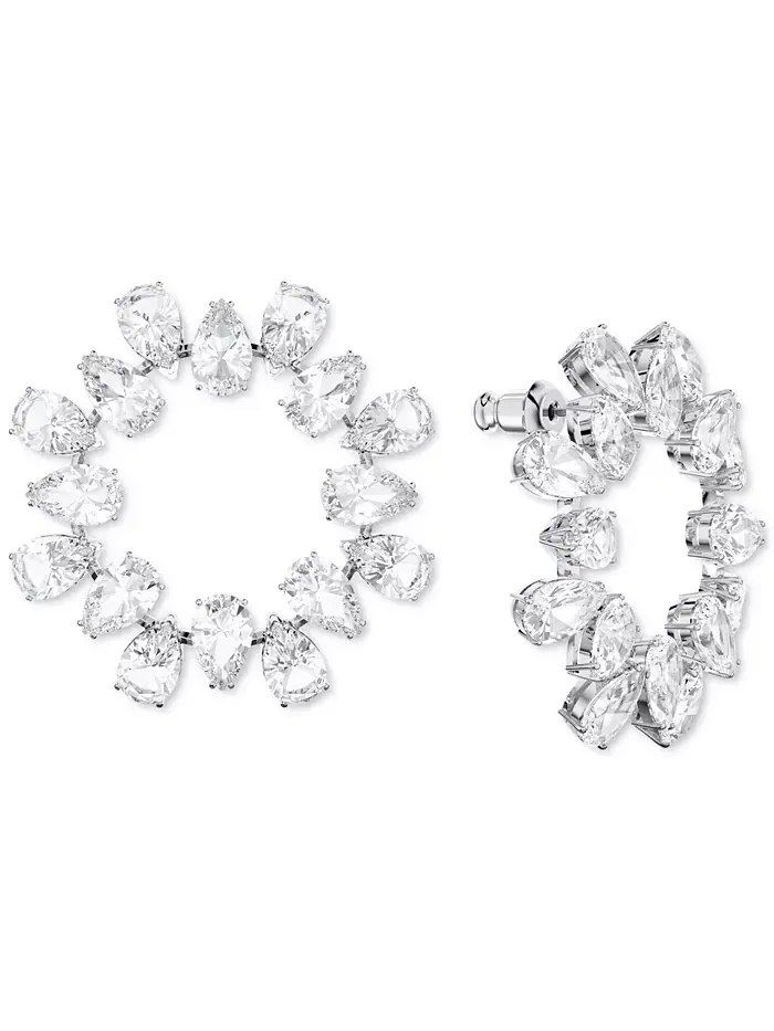 Серьги-гвоздики с круглыми кристаллами серебристого тона Swarovski — изображение 5 из 5