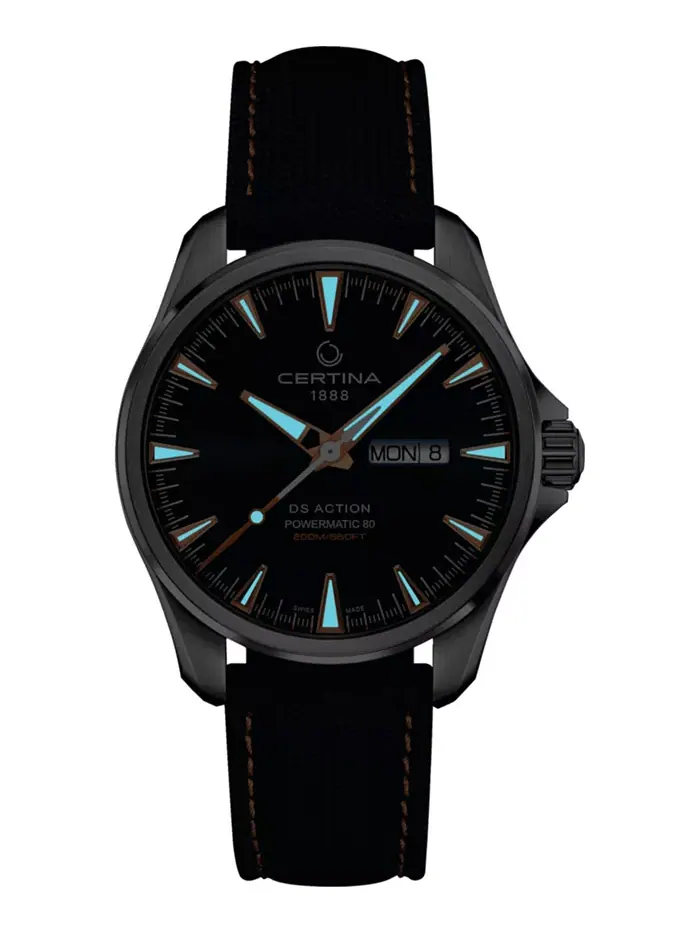 Мужские автоматические часы Swiss Automatic DS Action Day-Date Powermatic 80 с синим синтетическим — изображение 5 из 5