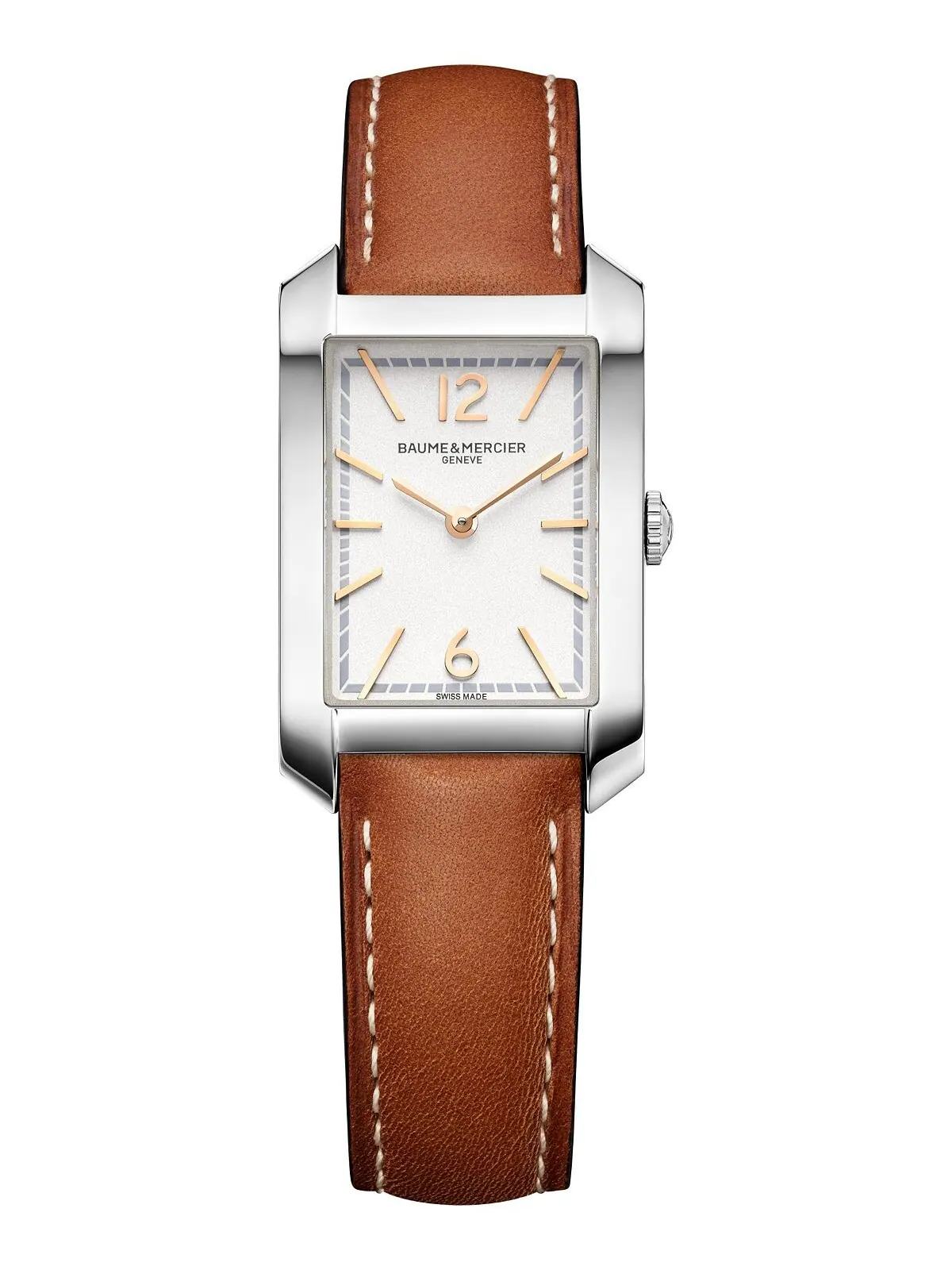Женские швейцарские часы Hampton с коричневым кожаным ремешком 22x35 мм Baume & Mercier — мульти