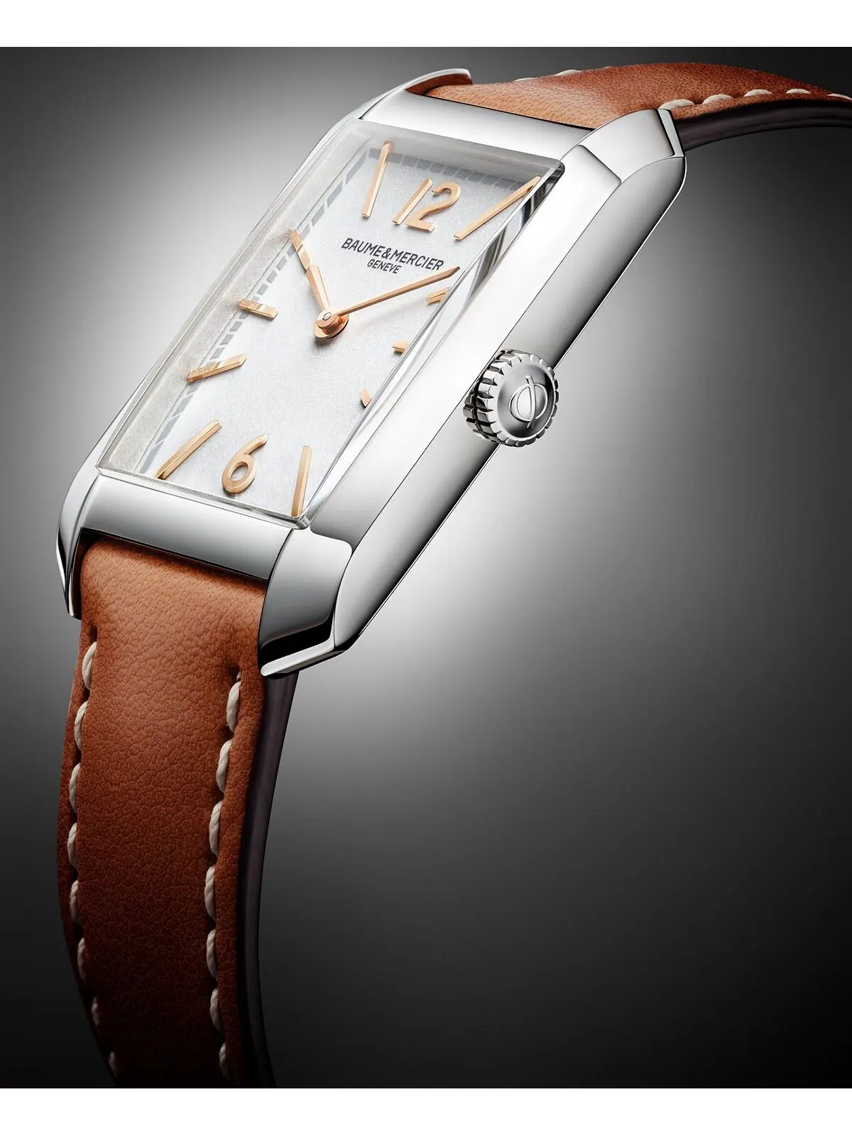 Женские швейцарские часы Hampton с коричневым кожаным ремешком 22x35 мм Baume & Mercier — изображение 3 из 7