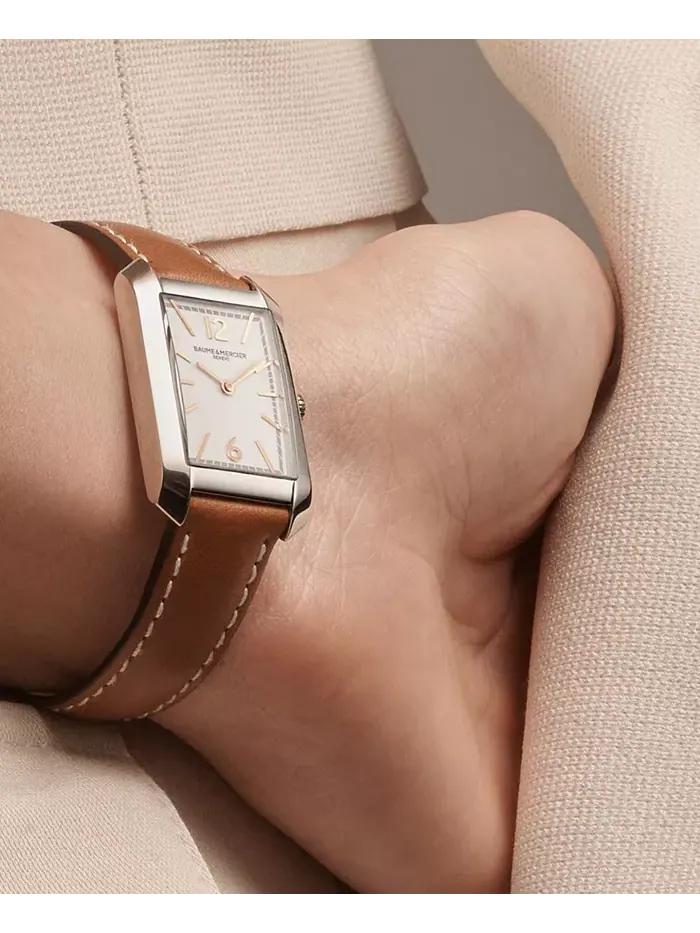 Женские наручные часы Swiss Hampton с коричневым кожаным ремешком, 22x35 мм Baume & Mercier — изображение 6 из 7