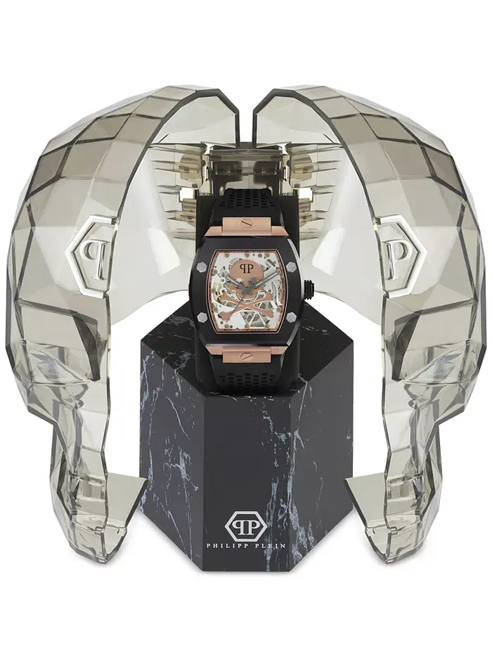 Мужские автоматические часы The $keleton на черном силиконовом ремешке 44 мм Philipp Plein — изображение 4 из 5
