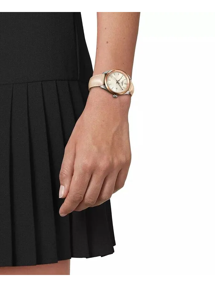 Часы унисекс Swiss PR 100 с кремовым кожаным ремешком, 34 мм Tissot — изображение 5 из 5
