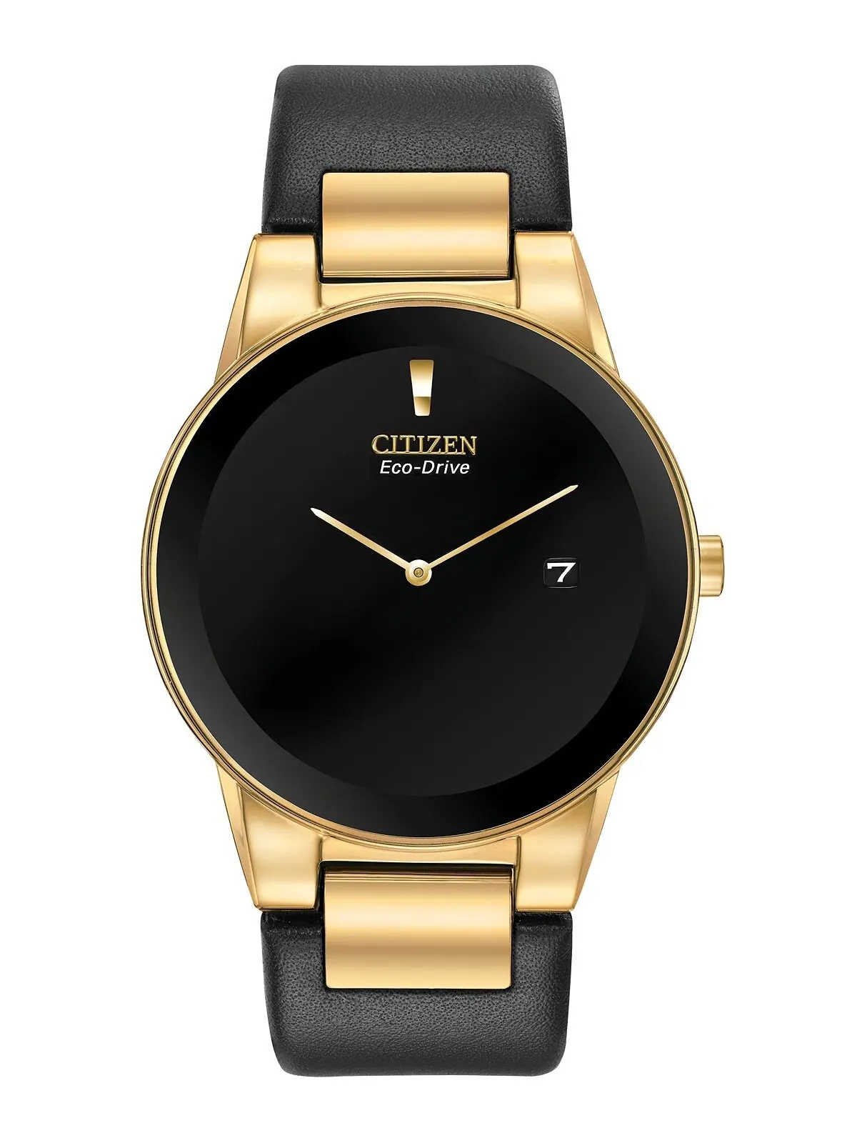 Мужские часы Axiom Eco-Drive 40 мм с черным кожаным ремешком Citizen