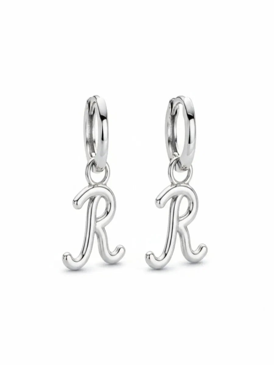 Серьги-пусеты с подвеской-буквой, Mini Signature Initial Oak & Luna, Letter R