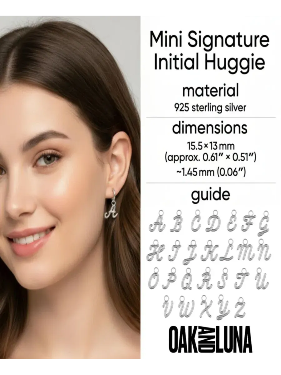 Серьги-пусеты с подвеской-буквой, Mini Signature Initial Huggies Oak & Luna, Letter M — изображение 4 из 6