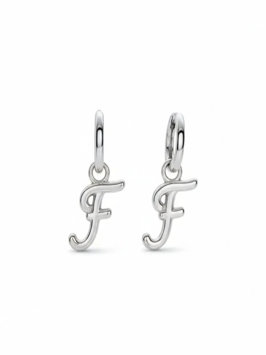 Серьги-конго из стерлингового серебра с подвеской-буквой, Mini Signature Initial Oak & Luna, Letter