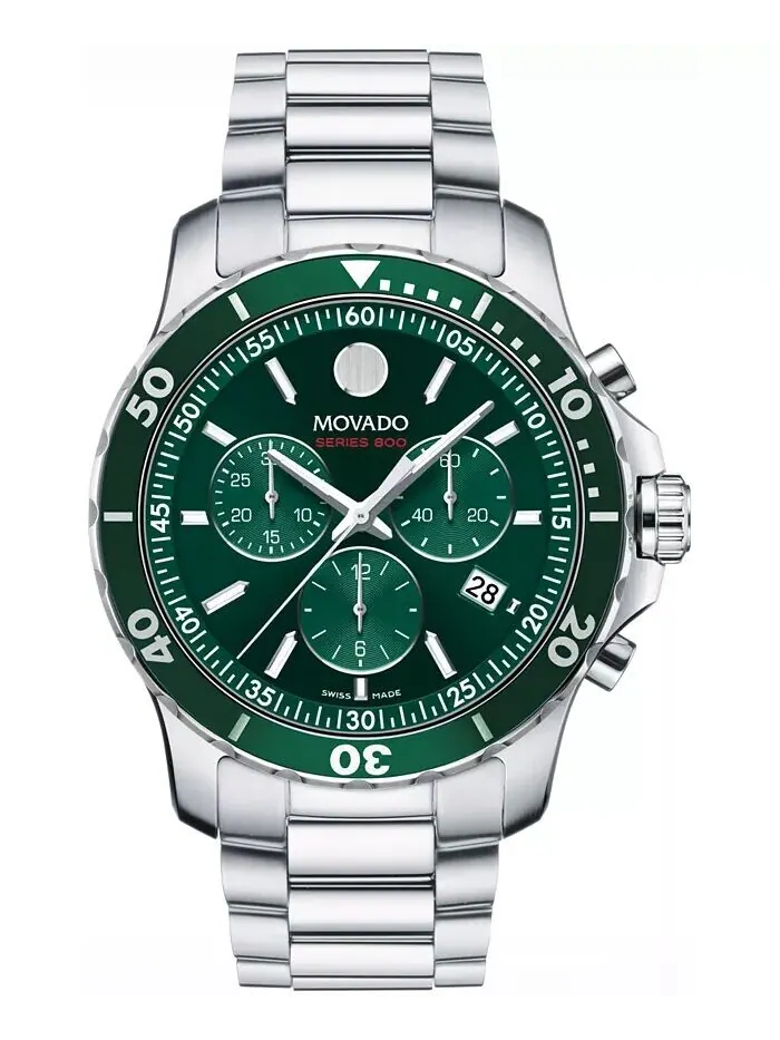 Мужские часы Series 800 Swiss Quartz Chronograph Performance из серебристой стали, 42 мм Movado — изображение 1 из 4