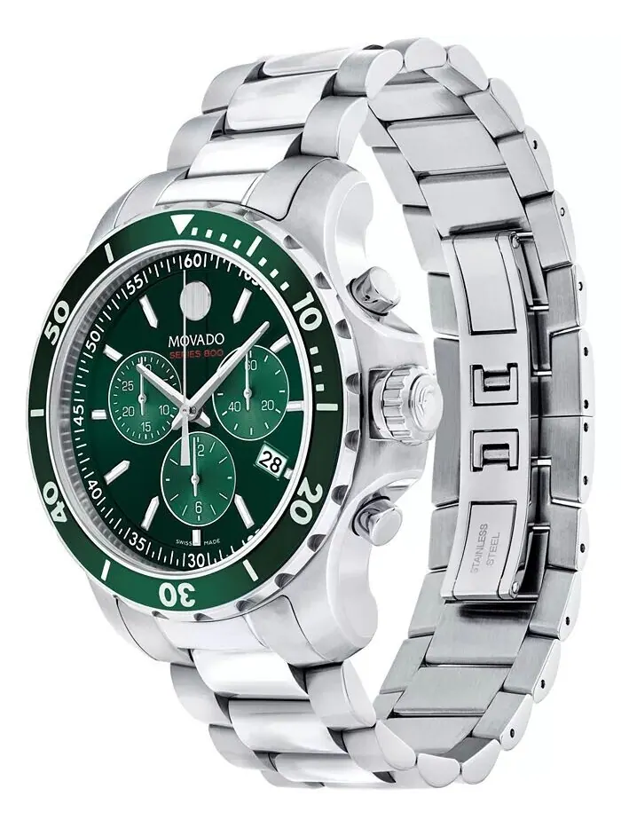 Мужские часы Series 800 Swiss Quartz Chronograph Performance из серебристой стали, 42 мм Movado — изображение 2 из 4