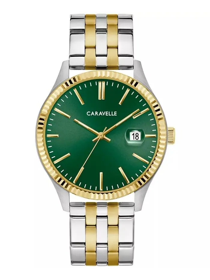 Мужские двухцветные часы-браслет из нержавеющей стали, 41 мм Caravelle