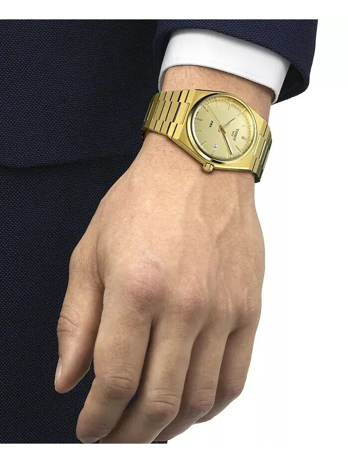 Мужские часы PRX с золотистым браслетом из нержавеющей стали, 40 мм Tissot — изображение 5 из 5