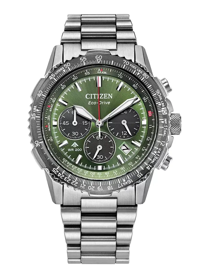 Мужские часы Promaster Eco Navihawk Chronograph на стальном браслете, 40 мм Citizen