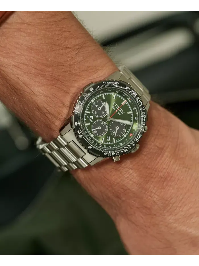 Мужские часы Promaster Eco Navihawk Chronograph на стальном браслете, 40 мм Citizen — изображение 5 из 5
