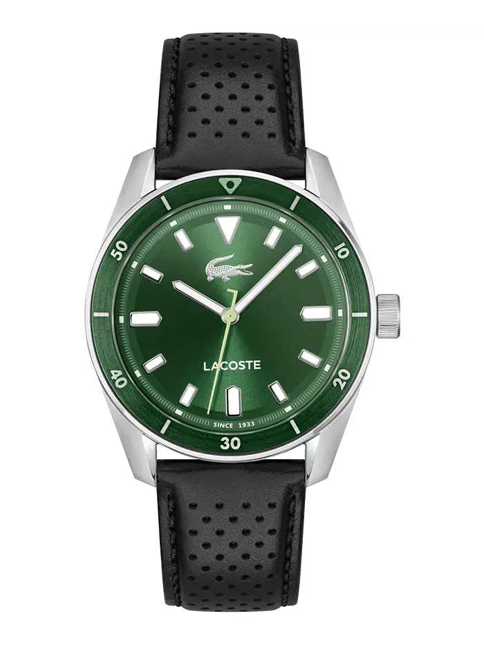 Мужские часы Boston с черным кожаным ремешком, 39 мм Lacoste — изображение 1 из 5