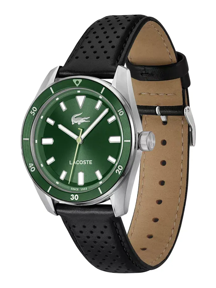Мужские часы Boston с черным кожаным ремешком, 39 мм Lacoste — изображение 3 из 5