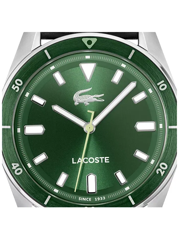 Мужские часы Boston с черным кожаным ремешком, 39 мм Lacoste — изображение 4 из 5