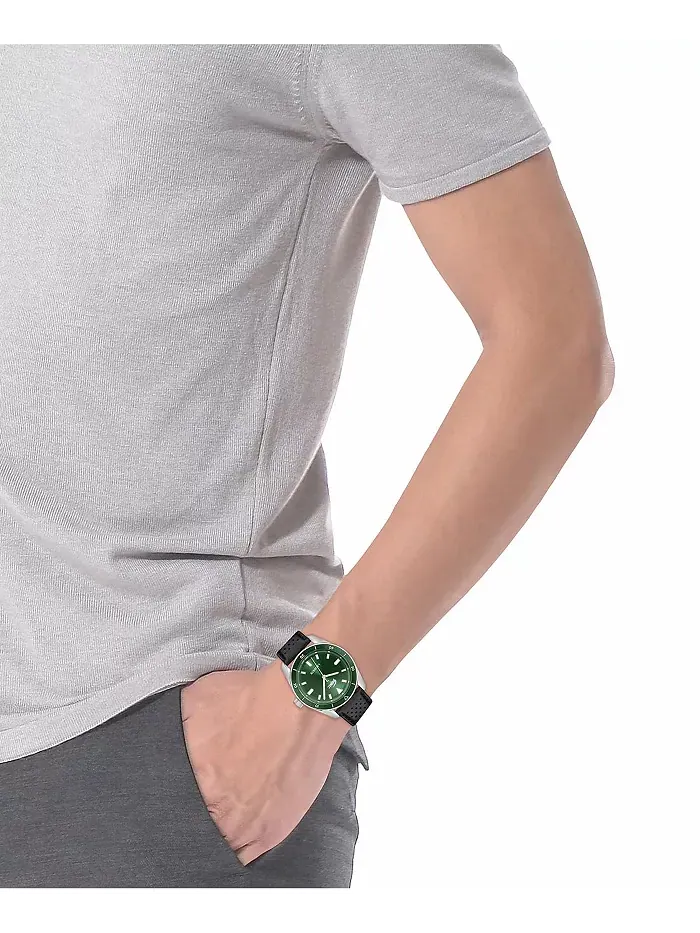 Мужские часы Boston с черным кожаным ремешком, 39 мм Lacoste — изображение 5 из 5