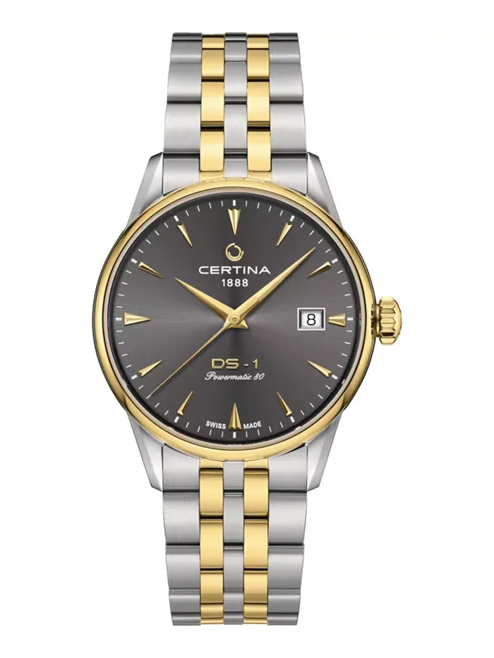 Унисекс-часы Swiss Automatic DS-1 Powermatic 80 с двухцветным браслетом из нержавеющей стали, 38 мм — изображение 1 из 4