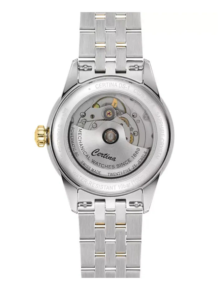 Унисекс-часы Swiss Automatic DS-1 Powermatic 80 с двухцветным браслетом из нержавеющей стали, 38 мм — изображение 2 из 4