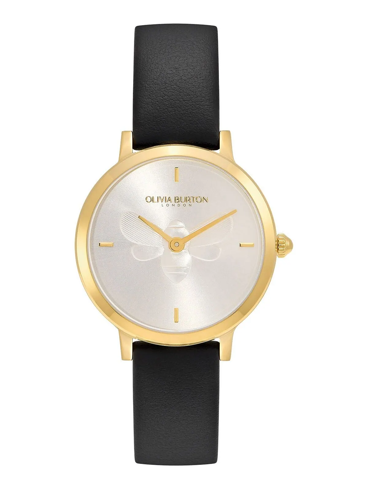 Женские ультратонкие черные кожаные часы Bee, 28 мм Olivia Burton