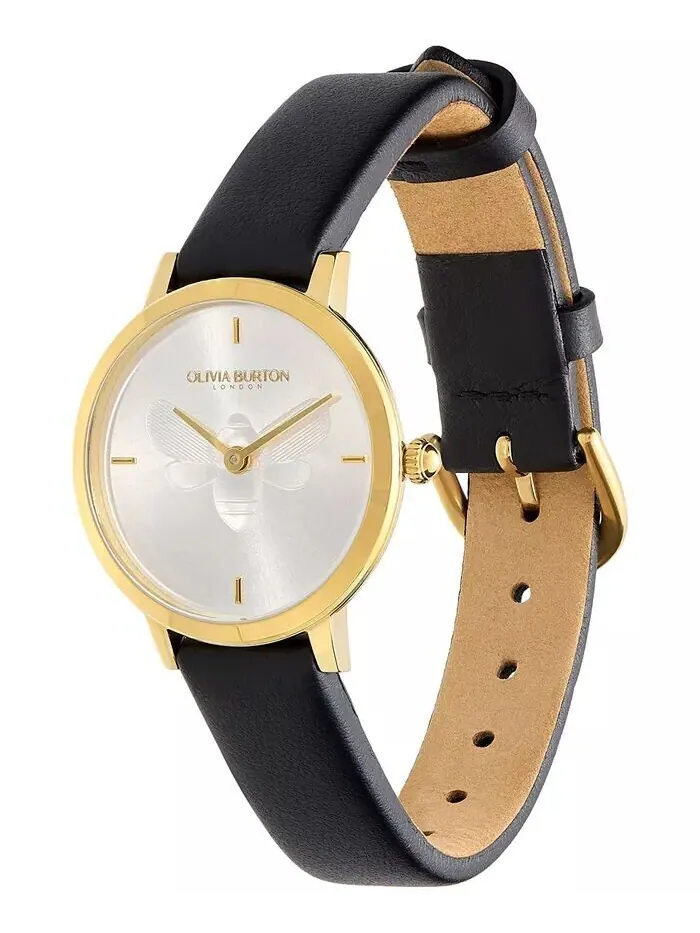Женские ультратонкие черные кожаные часы Bee, 28 мм Olivia Burton — изображение 2 из 4
