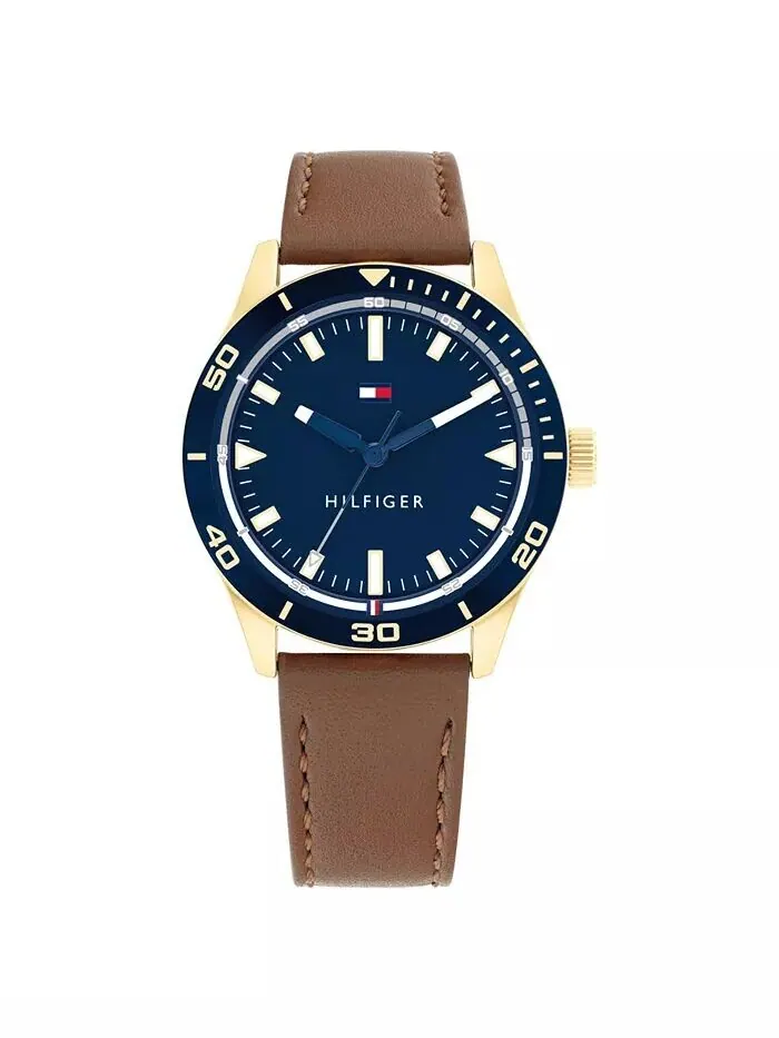 Мужские часы с коричневым кожаным ремешком 38 мм Tommy Hilfiger — изображение 2 из 4