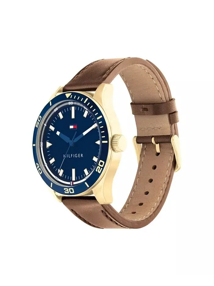 Мужские часы с коричневым кожаным ремешком 38 мм Tommy Hilfiger — изображение 3 из 4