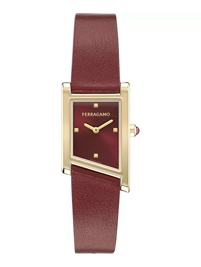 Женские швейцарские часы Asymetrique с бордовым кожаным ремешком, 22x36 мм Ferragamo