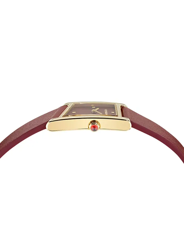 Женские швейцарские часы Asymetrique с бордовым кожаным ремешком, 22x36 мм Ferragamo — изображение 2 из 3