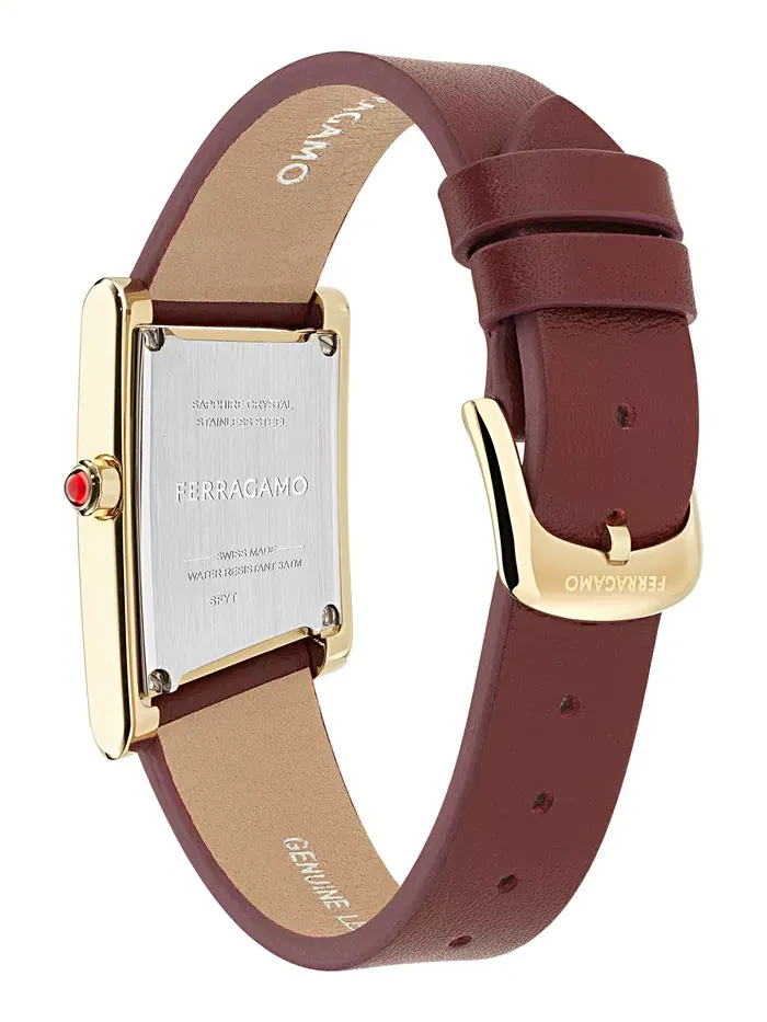 Женские швейцарские часы Asymetrique с бордовым кожаным ремешком, 22x36 мм Ferragamo — изображение 3 из 3