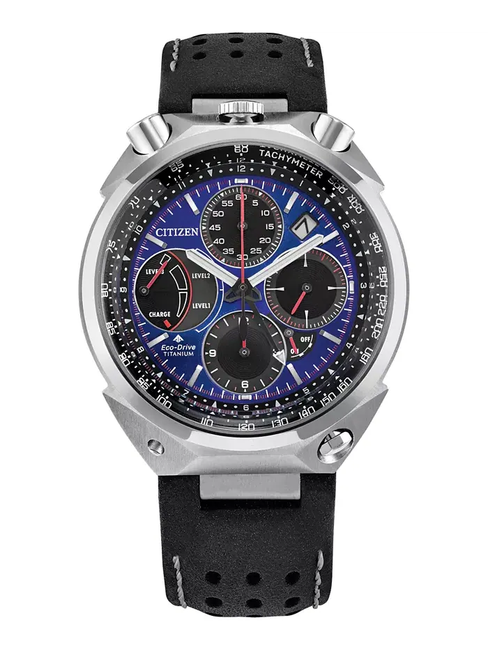 Мужские часы Eco-Drive Chronograph Promaster Limited Edition Tsuno Racer с черным кожаным ремешком — изображение 1 из 6