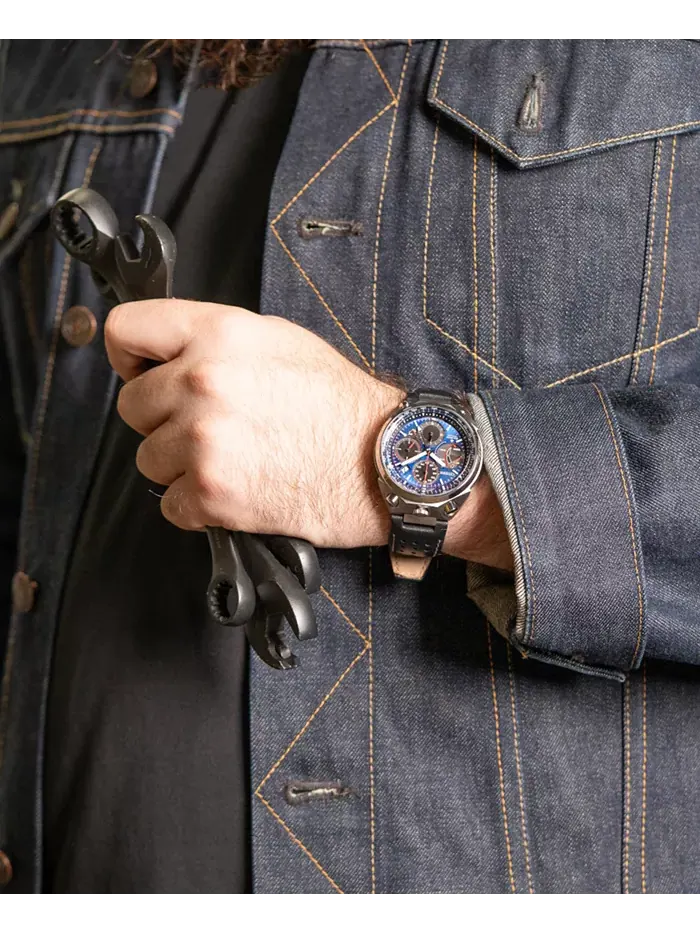 Мужские часы Eco-Drive Chronograph Promaster Limited Edition Tsuno Racer с черным кожаным ремешком — изображение 5 из 6