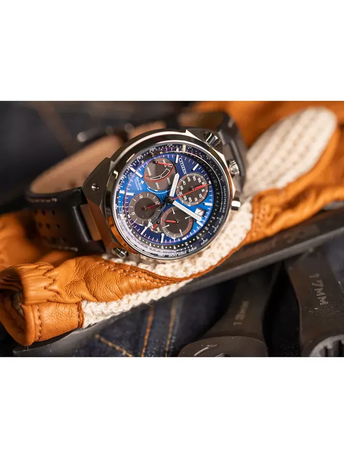 Мужские часы Eco-Drive Chronograph Promaster Limited Edition Tsuno Racer с черным кожаным ремешком — изображение 6 из 6