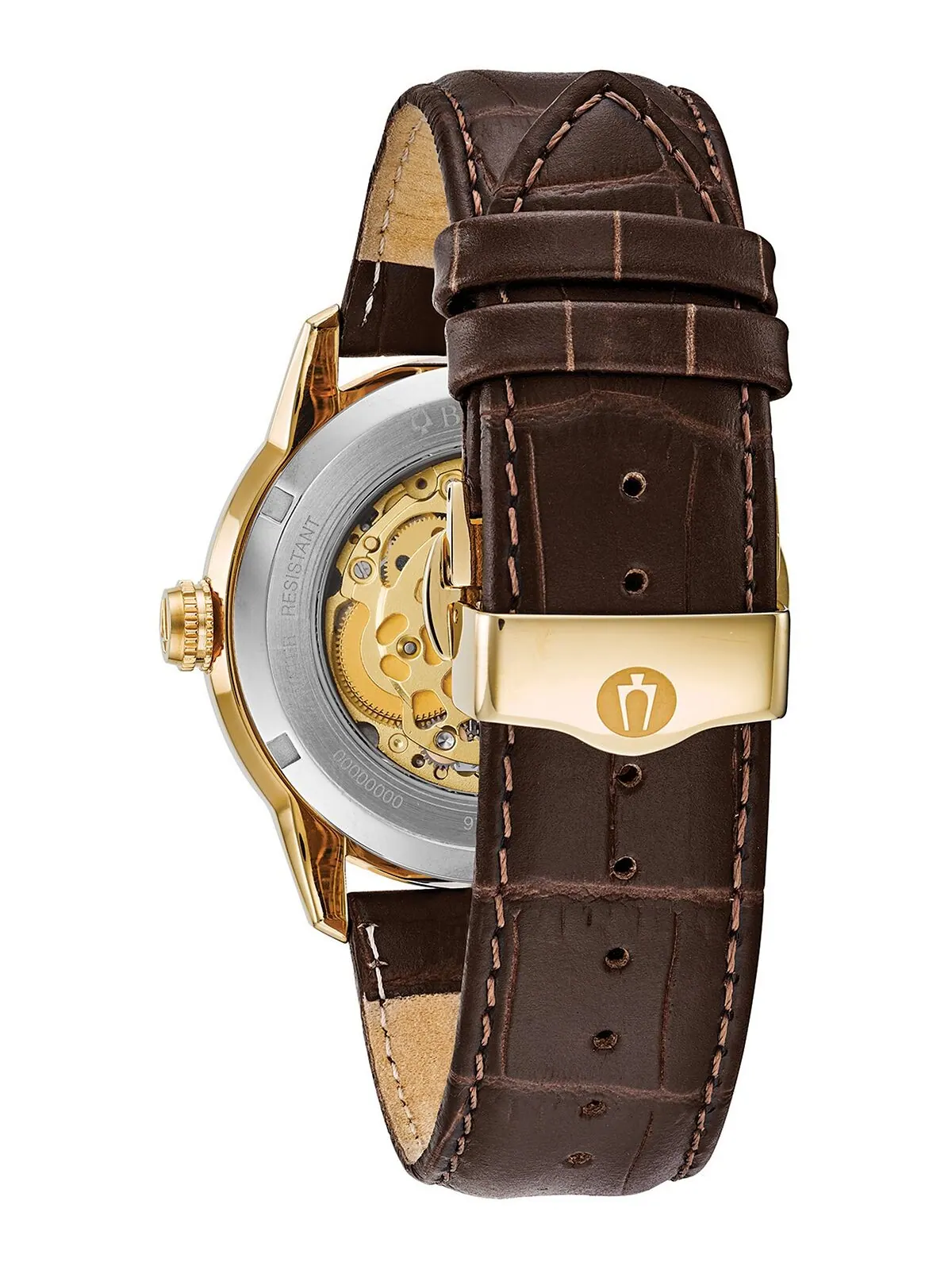 Мужские автоматические часы Sutton с коричневым кожаным ремешком, 43 мм Bulova — изображение 3 из 5, оттенок коричневый