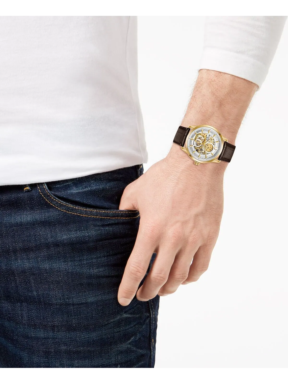 Мужские автоматические часы Sutton с коричневым кожаным ремешком, 43 мм Bulova — изображение 4 из 5, оттенок коричневый