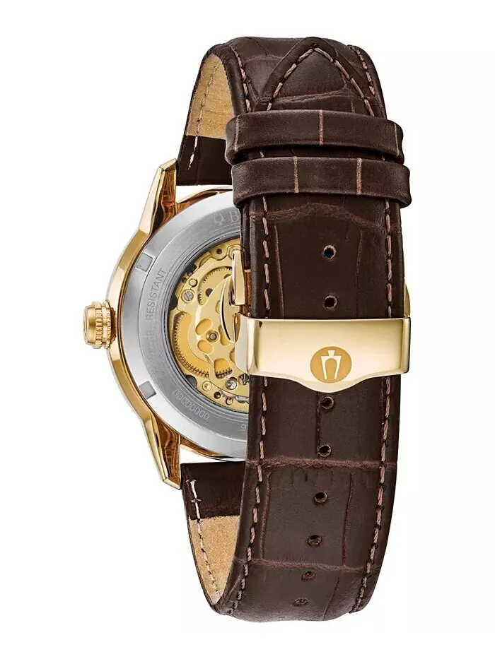 Мужские автоматические часы Sutton с коричневым кожаным ремешком, 43 мм Bulova — изображение 3 из 5