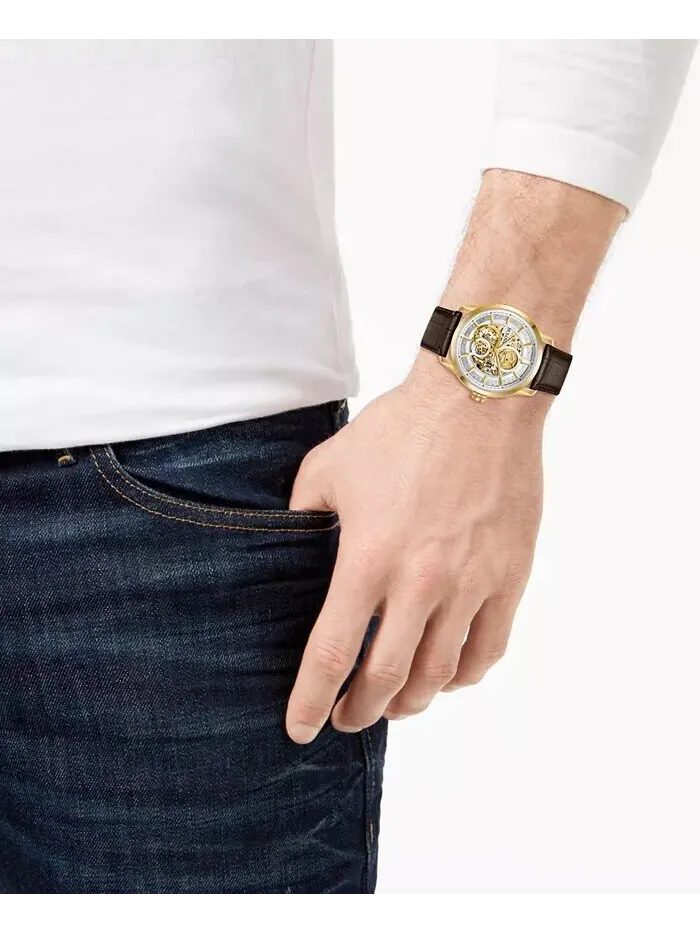 Мужские автоматические часы Sutton с коричневым кожаным ремешком, 43 мм Bulova — изображение 4 из 5