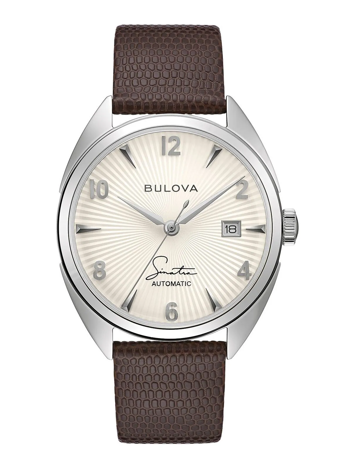 Мужские часы Frank Sinatra с автоматическим коричневым кожаным ремешком, 39 мм Bulova