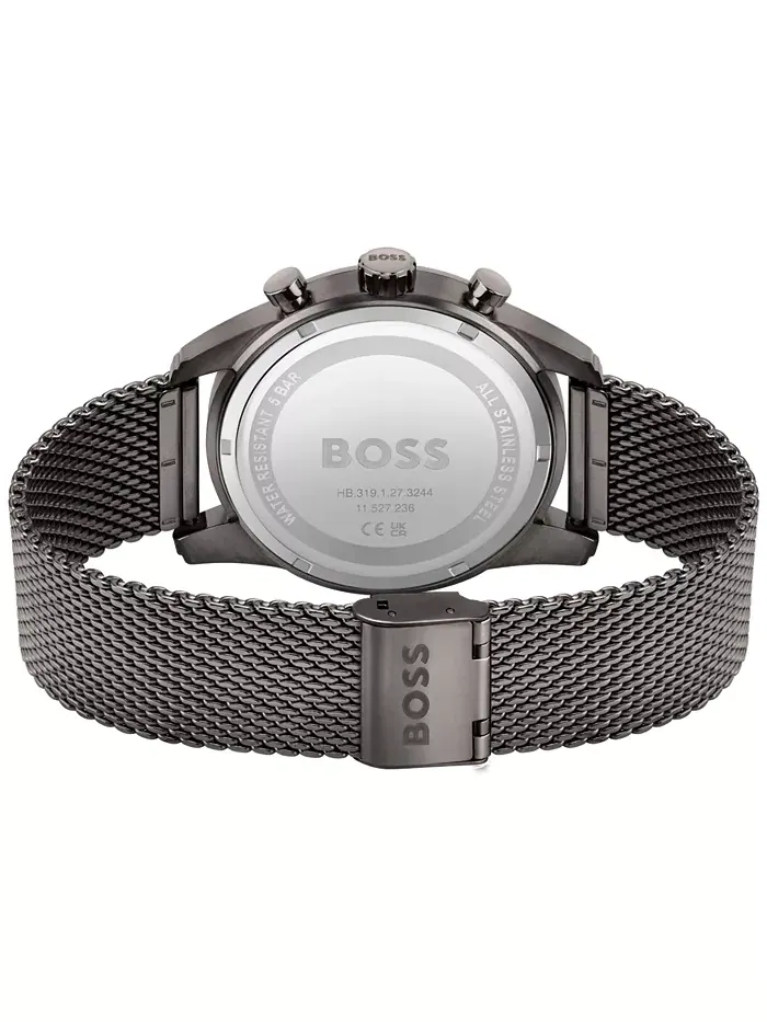 Мужские часы Skymaster Chronograph, серые, с сетчатым браслетом из нержавеющей стали, 44 мм Hugo — изображение 3 из 3