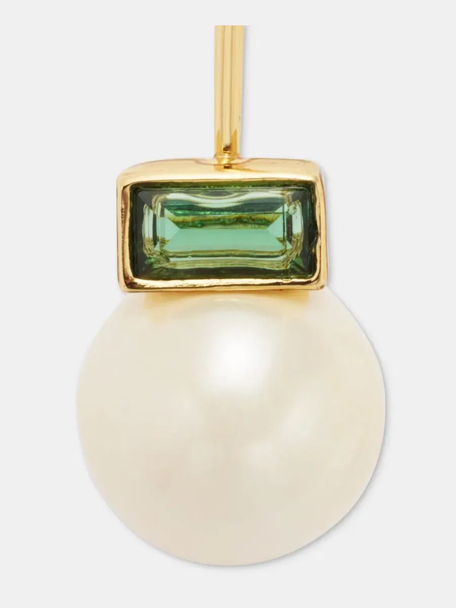 Серьги-подвески Baguette Stone & Imitation Pearl Drop Lauren Ralph Lauren, Lt/Pas Grn — изображение 4 из 4