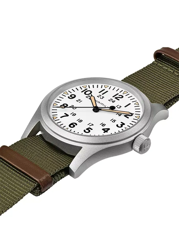 Мужские швейцарские наручные часы Khaki Field Green с текстильным ремешком, 42 мм Hamilton — изображение 3 из 3