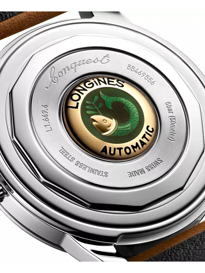 Унисекс Швейцарские автоматические часы Conquest Heritage с коричневым кожаным ремешком, 38 мм — изображение 3 из 3