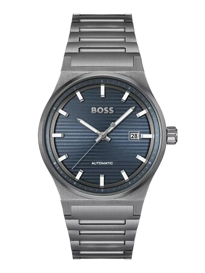 Мужские автоматические часы Candor из серой стали с ионным покрытием, 41 мм Hugo Boss — изображение 1 из 3