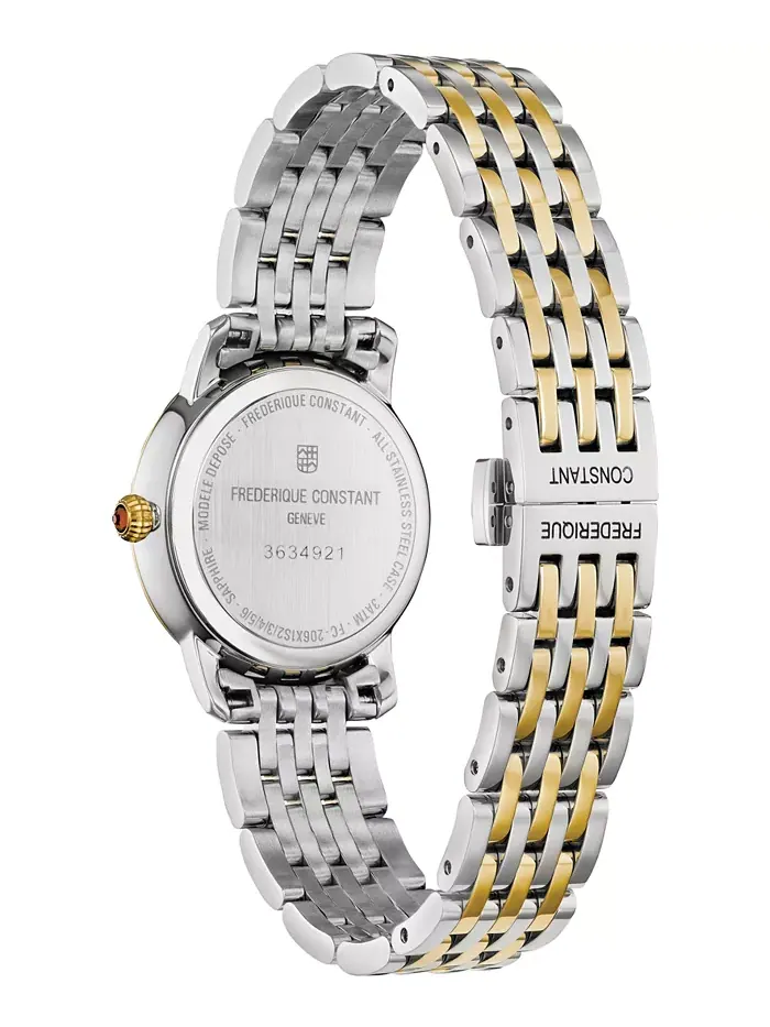 Женские часы-браслет Swiss Slimline Diamond (1/20 ct. общ. вес) из двухцветной нержавеющей стали — изображение 3 из 3