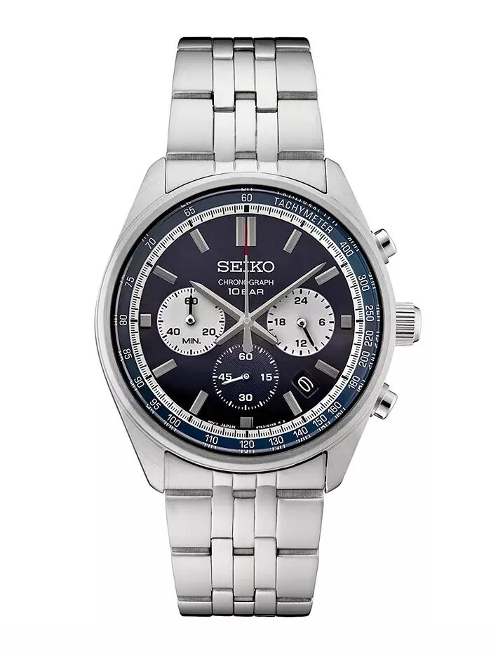 Мужские часы-хронограф Essentials с браслетом из нержавеющей стали, 42 мм Seiko