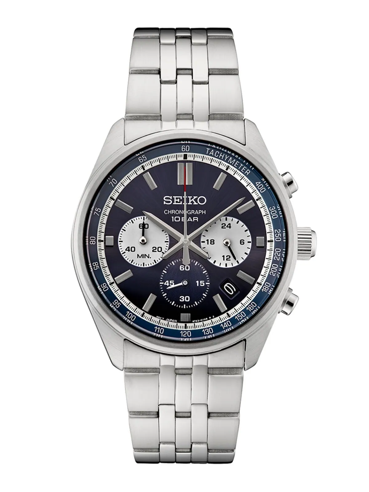 Мужские часы-хронограф Essentials с браслетом из нержавеющей стали, 42 мм Seiko — изображение 1 из 2, оттенок синий