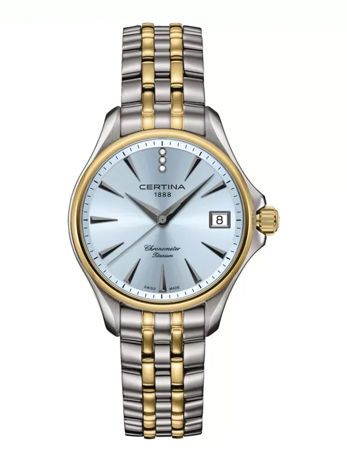 Женские часы Swiss DS Action Diamond Accent с двухцветным титановым браслетом, 34 мм Certina — изображение 1 из 4