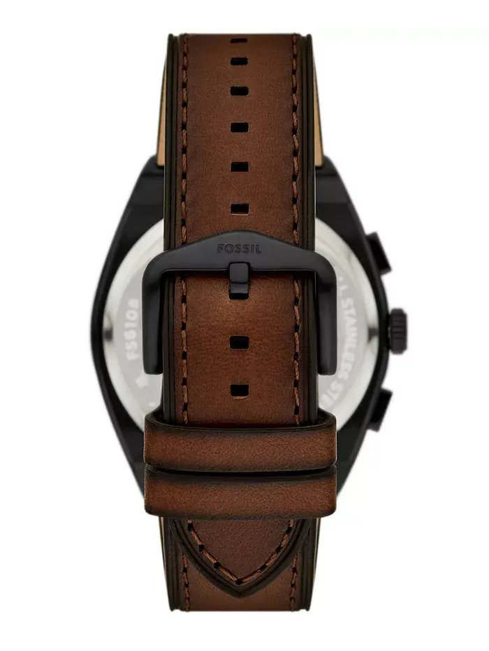 Мужские часы Everett Chronograph с коричневым кожаным ремешком, 44 мм Fossil — изображение 3 из 3
