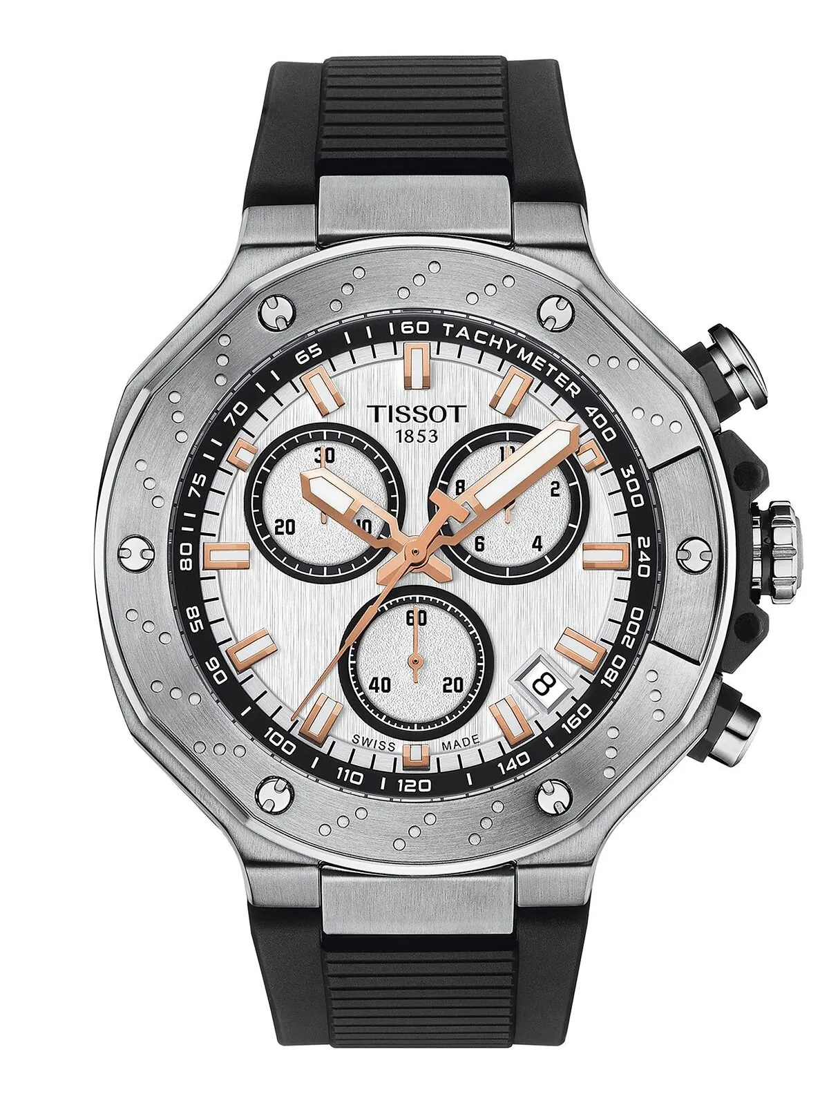Мужские швейцарские часы с хронографом T-Race с черным ремешком, 45 мм Tissot — изображение 1 из 5, оттенок черный