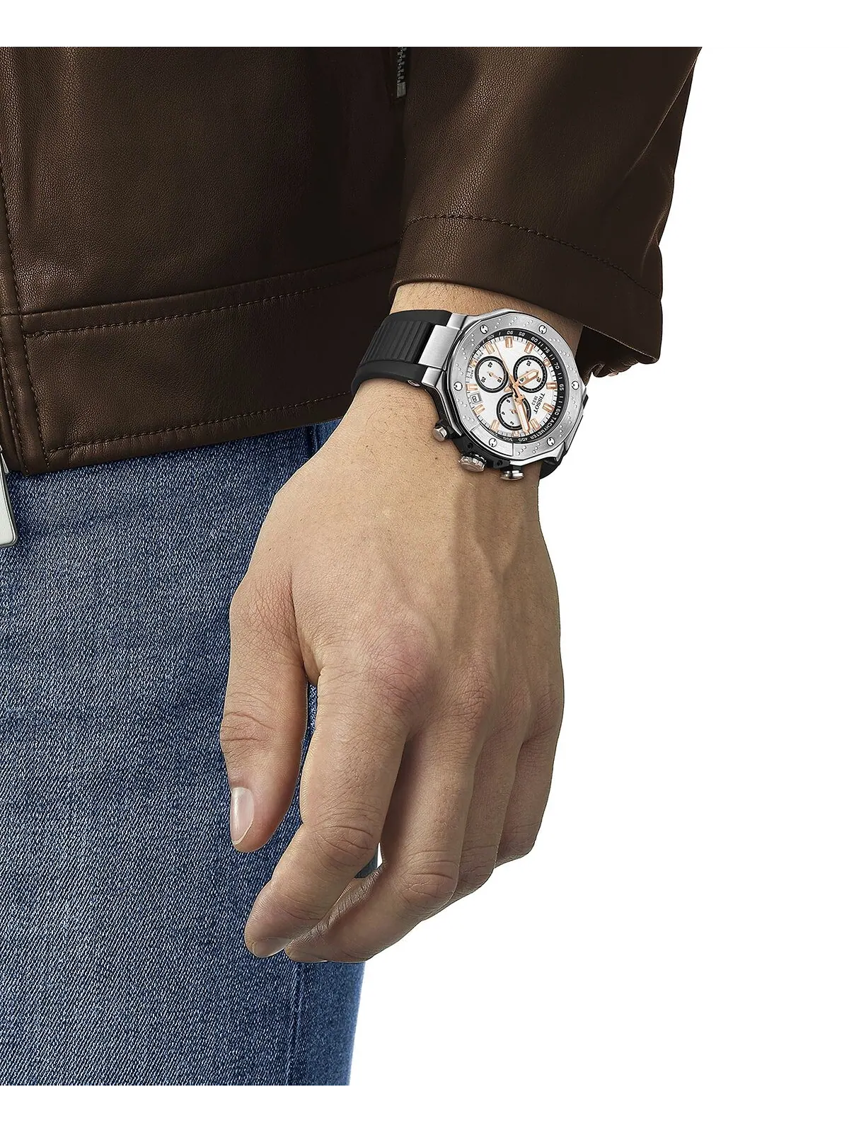 Мужские швейцарские часы с хронографом T-Race с черным ремешком, 45 мм Tissot — изображение 5 из 5, оттенок черный